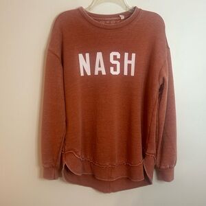 The Nash Collection Nashville Women’s Distressed Crewneck Medium Burnt Orange
